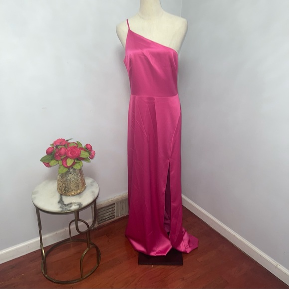 # Likely Cardallino Asymmetrical Fuchsia One Shoulder Strap Gown New With Tag - Picture 4 of 16